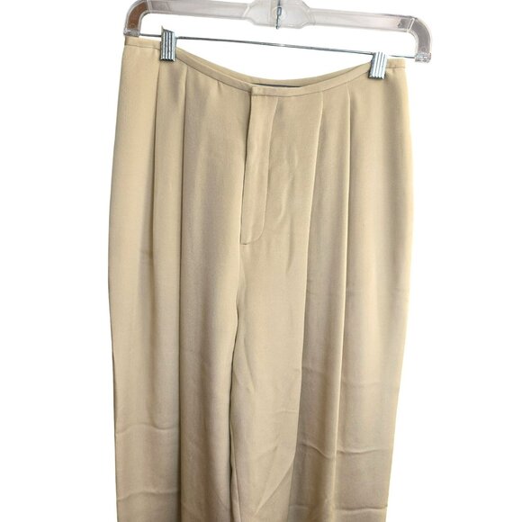 Ellen Tracy Womens Tan Wide-Leg Pants Size 4 100% Silk Vintage HS161 - Picture 6 of 7